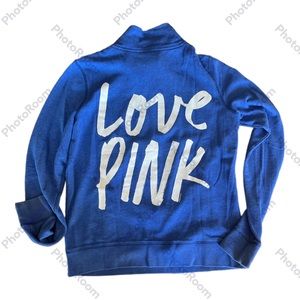 PINK Size M half zip blue sweatshirt